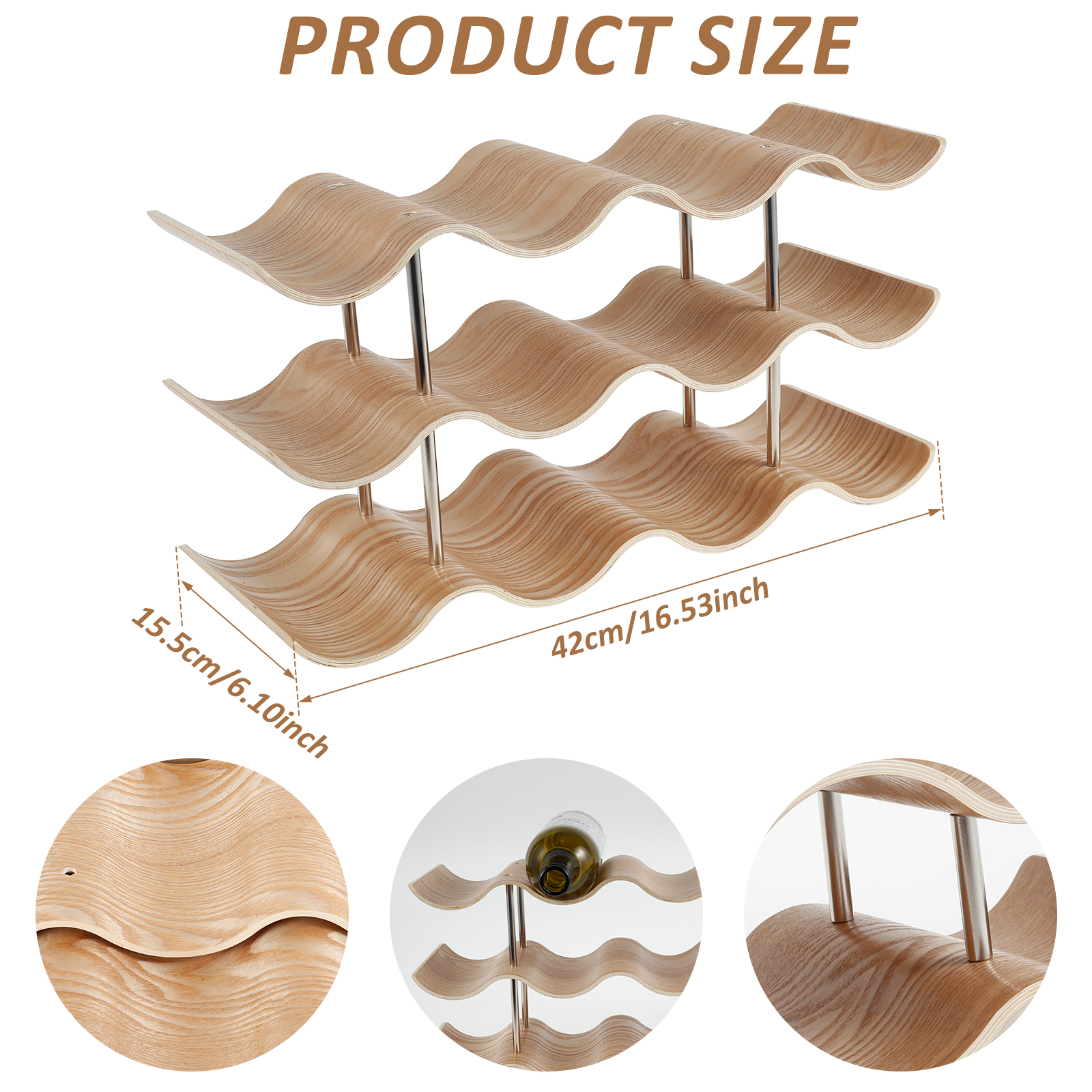 2/3-Tier Wooden Wine Rack Wavy - مراجعة Kitchen Appliances Shelves وسعره