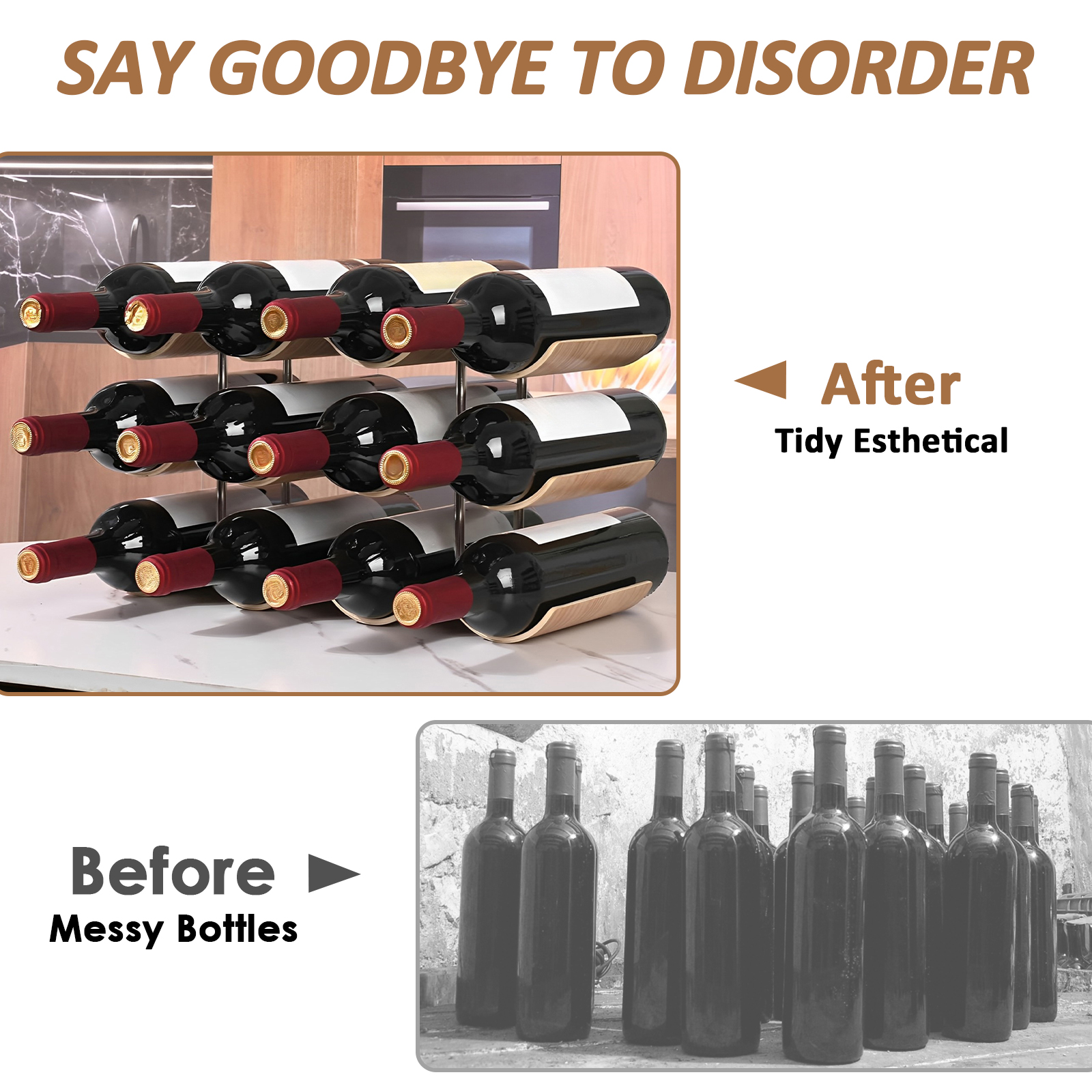 2/3-Tier Wooden Wine Rack Wavy - مراجعة Kitchen Appliances Shelves وسعره