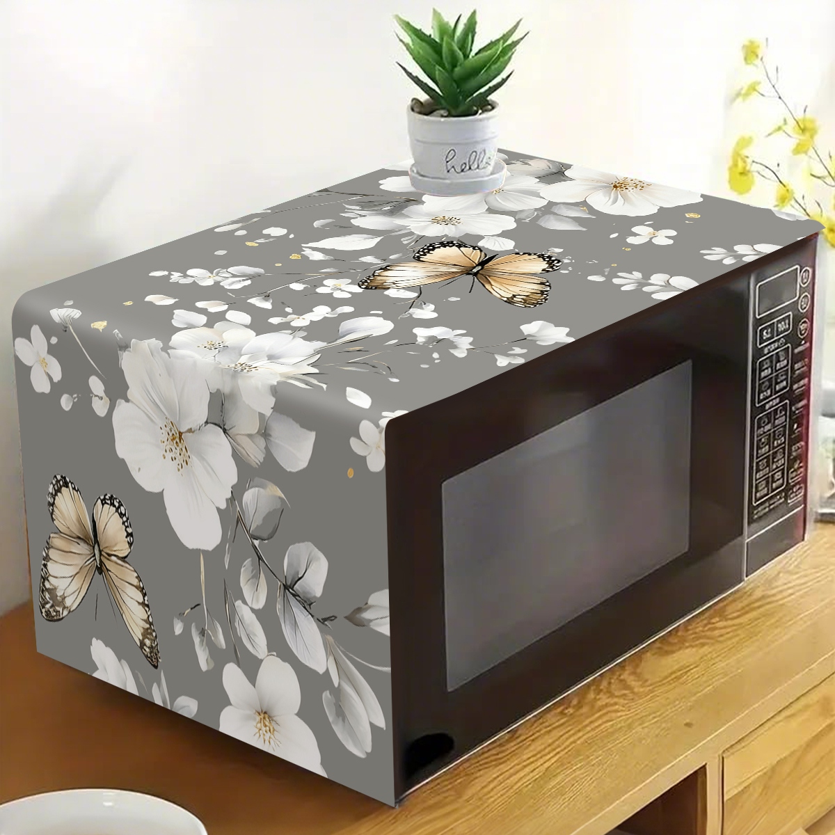 1pc  White Flower Microwave Du - مراجعة Kitchen Appliances Design وسعره
