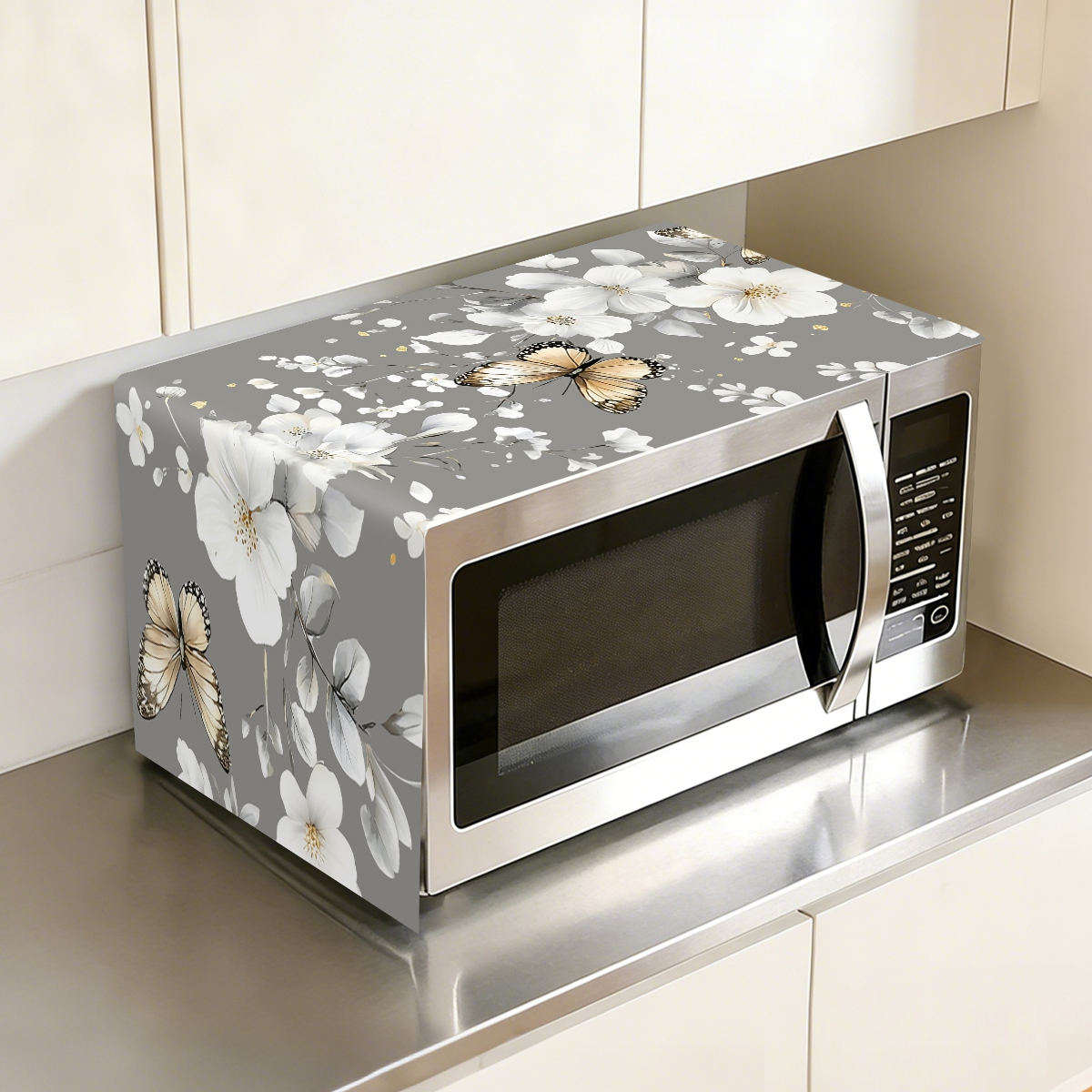 1pc  White Flower Microwave Du - مراجعة Kitchen Appliances Design وسعره