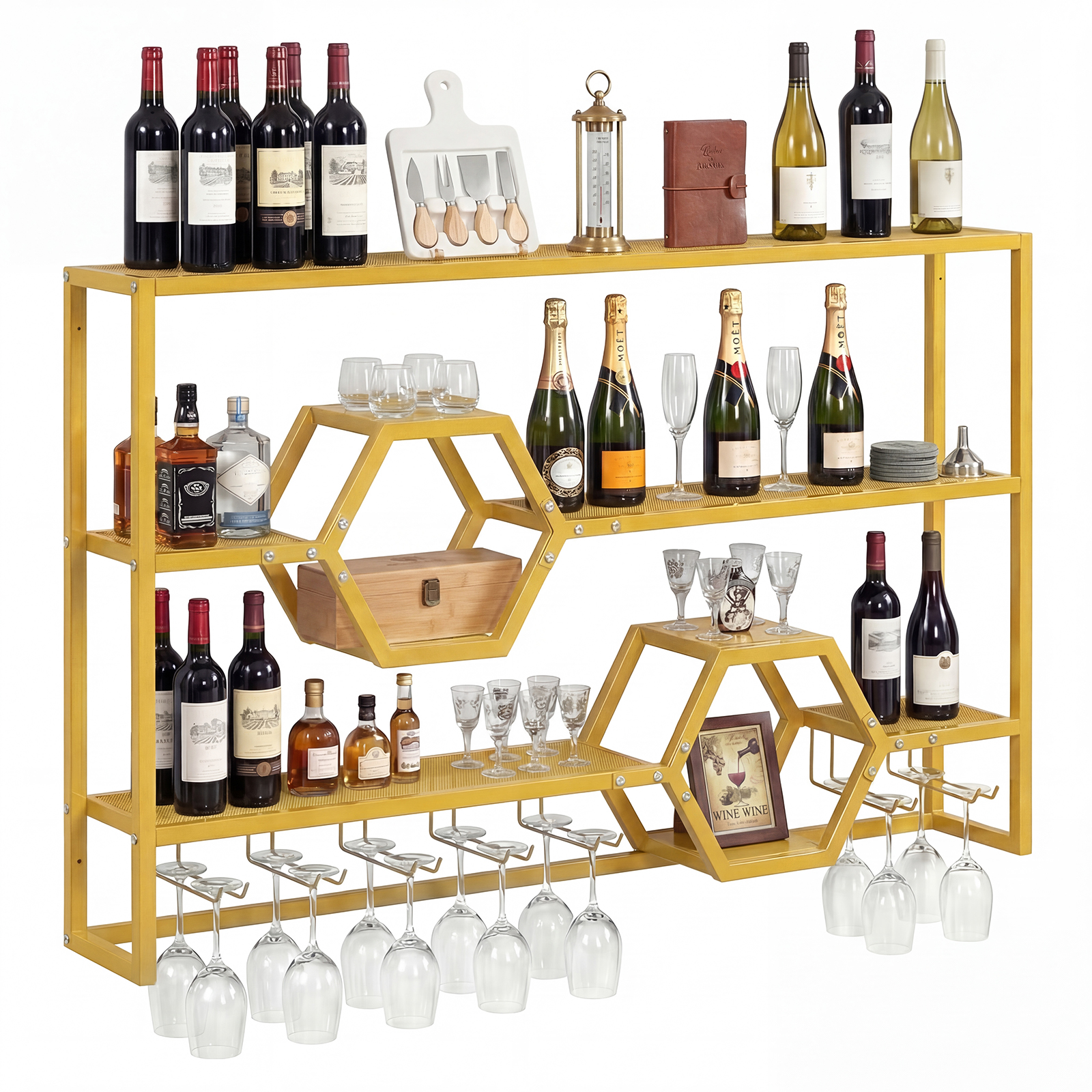 Wall Mounted Wine Rack 47” Lar - مراجعة Kitchen Appliances Shelves وسعره